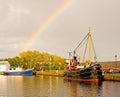 Vic 32 : boat and rainbow. Royalty Free Stock Photo