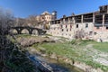 Vic `s cityscape : Cathedral , roman stone bridge and ancient tanneries