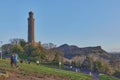 Vice Admiral Horatio Nelson Monument on top of Calton Hill in Edinburgh