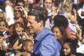 Vice President Al Gore campaigns for the Democratic presidential nomination at Lakewood Park in Sunnyvale, California Royalty Free Stock Photo