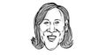 Vice President Elect Kamala Devi Harris Smiling Front Caricature Black and White