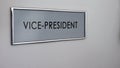 Vice-president office door, visit to company or country government leader Royalty Free Stock Photo