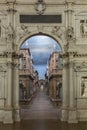 Interior view of the Olympic theatre teatro olimpico, the oldest surviving stage set still in existence