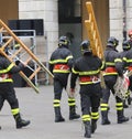 Vicenza, Italy - December 4, 2015: italian firefighters during a