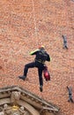 Vicenza, Italy - December 4, 2015: fireman during a check of old