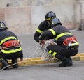 Vicenza, Italy - December 4, 2015: italian firefighters during