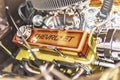 Chromed Engine on Vintage Chevy Pickup Royalty Free Stock Photo