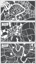 Vicenza, Verona and Venice Italy City Maps Set in Black and White Color in Retro Style