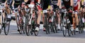 Vicenza, Vi, Italy - April 12, 2015: cyclists on racing bikes