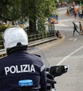 Vicenza, VI, Italy - October 9, 2022: biker policeman on motorcy