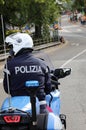 Vicenza, VI, Italy - October 9, 2022: biker policeman on motorcy