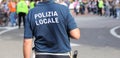 Vicenza, VI, Italy - October 9, 2022: policeman with text POLIZI