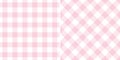 Vichy check pattern in pastel pink and white. Vector design for spring summer tablecloth, oilcloth, picnic blanket, dress, skirt.