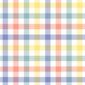 Vichy pattern colorful vector for Easter spring designs. Seamless tartan gingham check plaid in purple blue, green, coral pink.