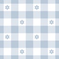 Vichy pattern with flowers in blue and white. Seamless floral gingham vector background image for dress, skirt, tablecloth. Royalty Free Stock Photo