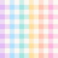 Vichy Pattern. Multicolored Pastel Gingham Check In Purple, Blue, Green, Yellow, Orange, Pink, White. Seamless Background.