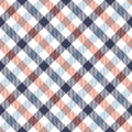 Vichy pattern in navy blue, orange, white. Gingham seamless multicolored check plaid tartan graphic for skirt, tablecloth, napkins Royalty Free Stock Photo