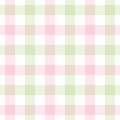 Vichy pattern in pink, green, white. Seamless pastel gingham check plaid for Easter festive dress, shirt, towel.