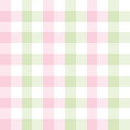 Vichy pattern in pink, green, white for spring summer. Seamless pastel light gingham vector for Easter holiday picnic blanket.