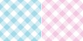 Vichy pattern set in pastel pink, blue, white. Gingham seamless check background light graphics for skirt, tablecloth, gift paper. Royalty Free Stock Photo