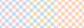 Vichy pattern set for spring summer in pastel blue, pink, yellow, white. Seamless light gingham background for Easter tablecloth.