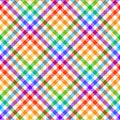 Vichy plaid pattern rainbow herringbone. Seamless colorful dark bright neon gingham tartan buffalo check in white, purple, blue. Royalty Free Stock Photo