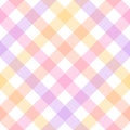 Vichy vector pattern in pastel purple, pink, orange, yellow, white. Multicolored gingham background for skirt, tablecloth, blanket