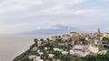 Vico Equense in Italy with the volcano Vesuvius in the background