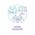 Victim advocate blue gradient concept icon