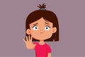 Little Girl Making Stop Hand Gesture Vector Illustration