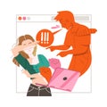 Victim of Cyberbullying Suffering from Violence and Hatred from Social Media Vector Illustration