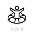 Victim help support icon. Editable line vector. Royalty Free Stock Photo