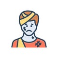 Color illustration icon for Victim, patient and bandages