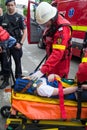 Victim on stretcher Royalty Free Stock Photo