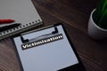 Victimisation write on paperwork isolated on wooden table Royalty Free Stock Photo
