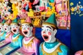 Laughing clowns entertainment kiosk with toys Royalty Free Stock Photo