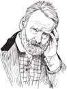 Victor Hugo portrait in line art illustration