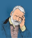 Victor Hugo portrait in line art illustration Royalty Free Stock Photo