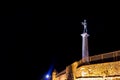 The Victor Monument on Kalemegdan Fortress at night. Belgrade, S