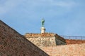 Victor statue on Kalemegdan fortress seen from the bottom in Belgrade, Serbia