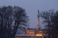 Victor statue on Kalemegdan fortress at sunset in winter - Belgrade - Serbia Royalty Free Stock Photo