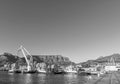 Victoria and Alfred Waterfront in Cape Town. Monochrome Royalty Free Stock Photo