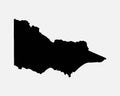 Victoria Australia Map Black Silhouette. VIC, Australian State Shape Geography Atlas Border Boundary. Black Map Isolated on a Whit