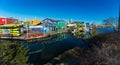 VICTORIA BC CANADA FEB 12, 2019: Victoria Inner Harbour, Fisherman Wharf is a hidden treasure area. With colorful floating homes, Royalty Free Stock Photo