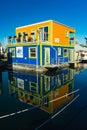 VICTORIA BC CANADA FEB 12, 2019: Victoria Inner Harbour, Fisherman Wharf is a hidden treasure area. With colorful floating homes, Royalty Free Stock Photo