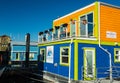 VICTORIA BC CANADA FEB 12, 2019: Victoria Inner Harbour, Fisherman Wharf is a hidden treasure area. With colorful floating homes, Royalty Free Stock Photo