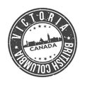 Victoria British Columbia Canada America Stamp. Logo Icon Symbol Design Skyline City Vector.