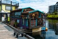 Victoria, Canada - Jul 8, 2022 - Small colourful floating house
