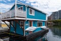 Victoria, Canada - Jul 8, 2022 - Small colourful floating house