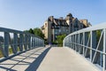 VICTORIA, CANADA - JULY 14, 2019: Pedestrian bridge to the hotel building in resident area of city